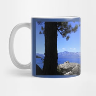 Lake Tahoe California with trees and blue water Mug